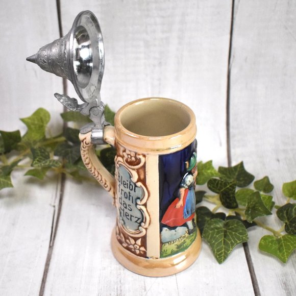 Vintage German Lidded Beer Stein - Kissing Couple by Reinhold Merkelbach - Picture 5 of 8